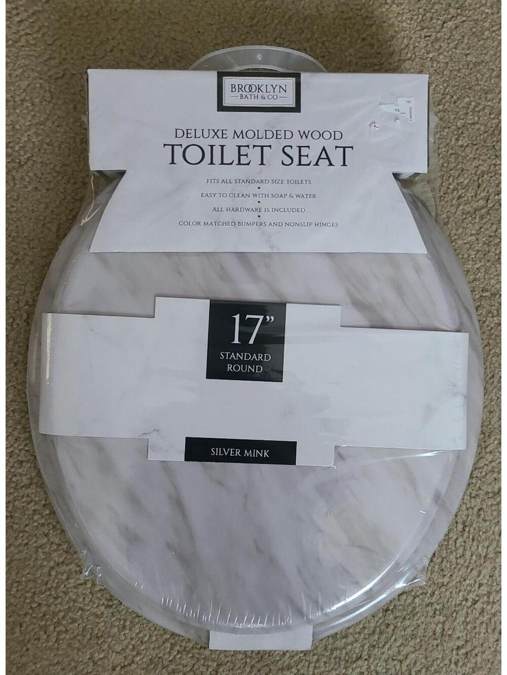 Marble design Toilet Seat New Luxury silver mink 17 in